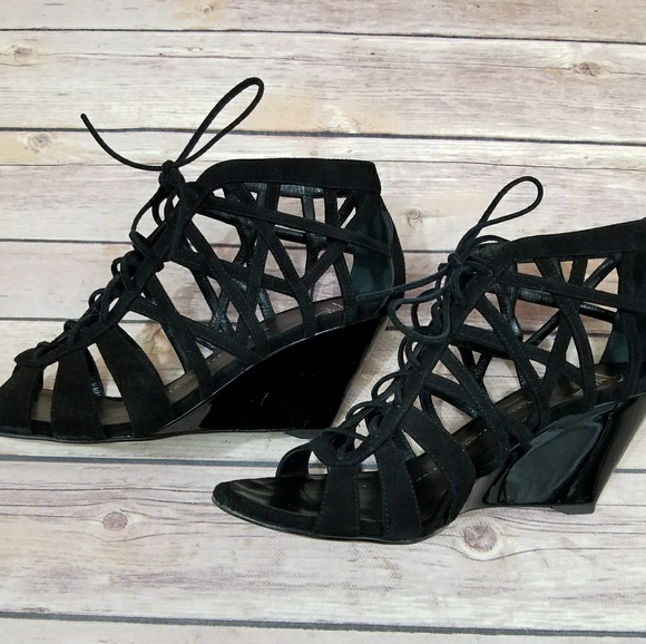 Giuseppe Zanotti Shoes - Giuseppe Zanotti 7.5 37 1/2 Leather Lace Up Wedges